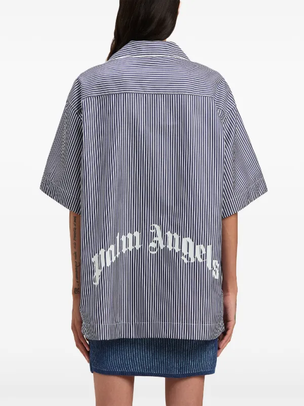 【関税込み】PALM ANGELS STRIPED COTTON SHIRT Palm Angels Monogram Striped Cotton Shirt | White | FARFETCH BH