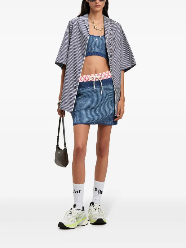 Palm Angels logo-print Striped Shirt | Blue | FARFETCH
