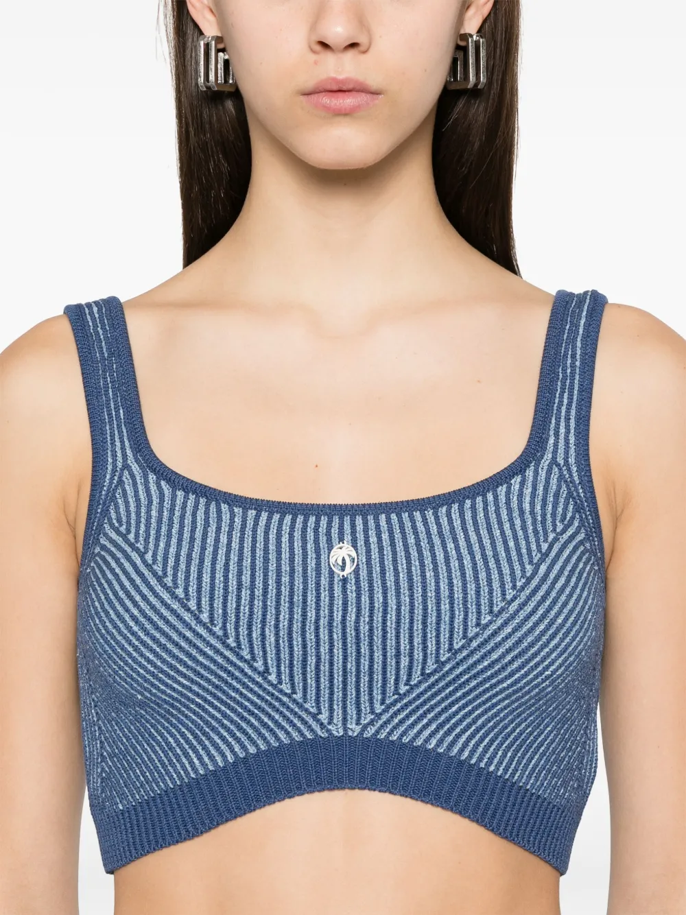 Palm Angels Ribgebreide tanktop Blauw