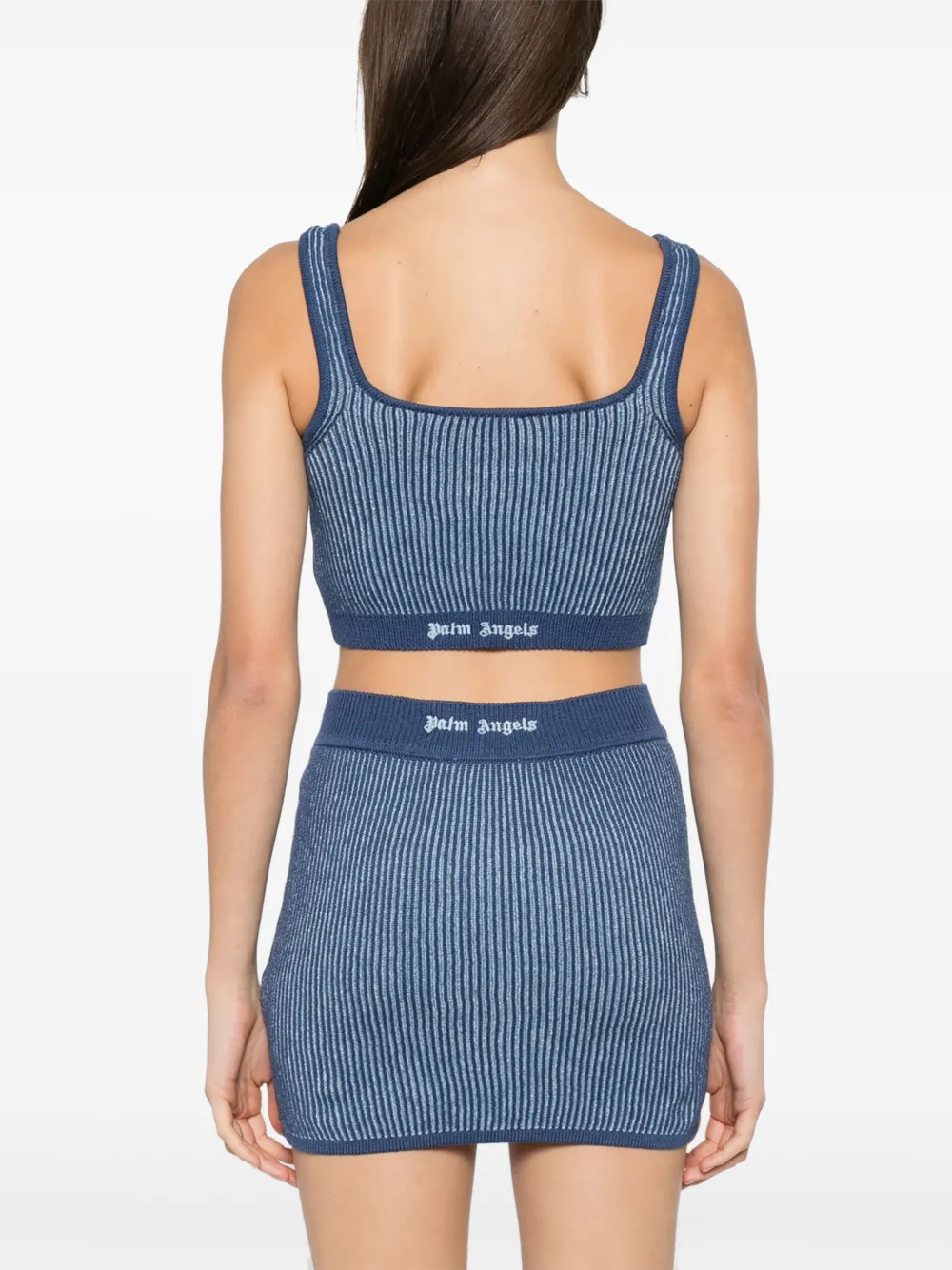 Palm Angels Ribgebreide tanktop Blauw