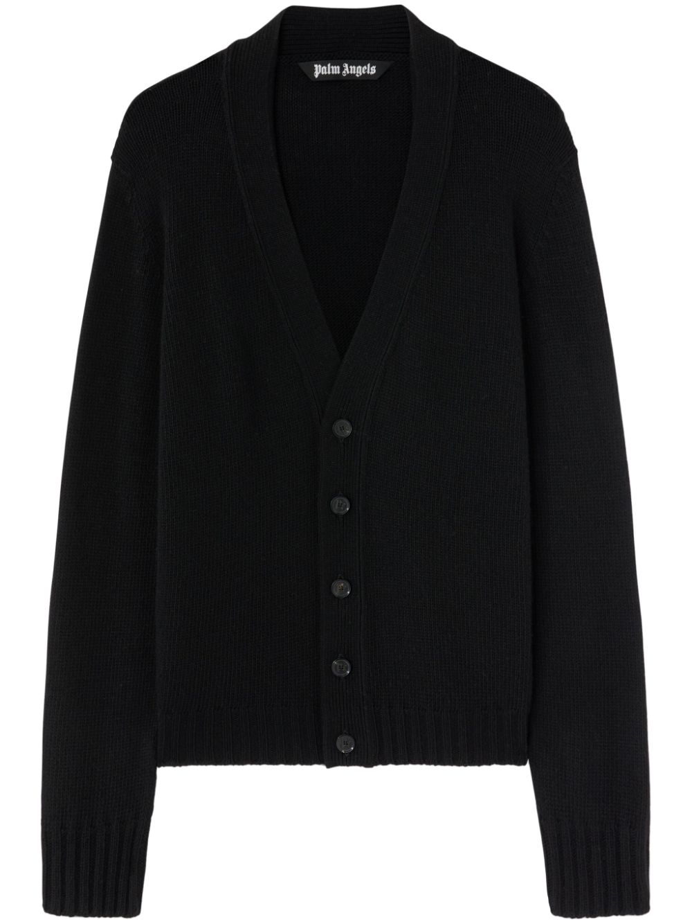 Palm Angels logo-knit buttoned cardigan - Black