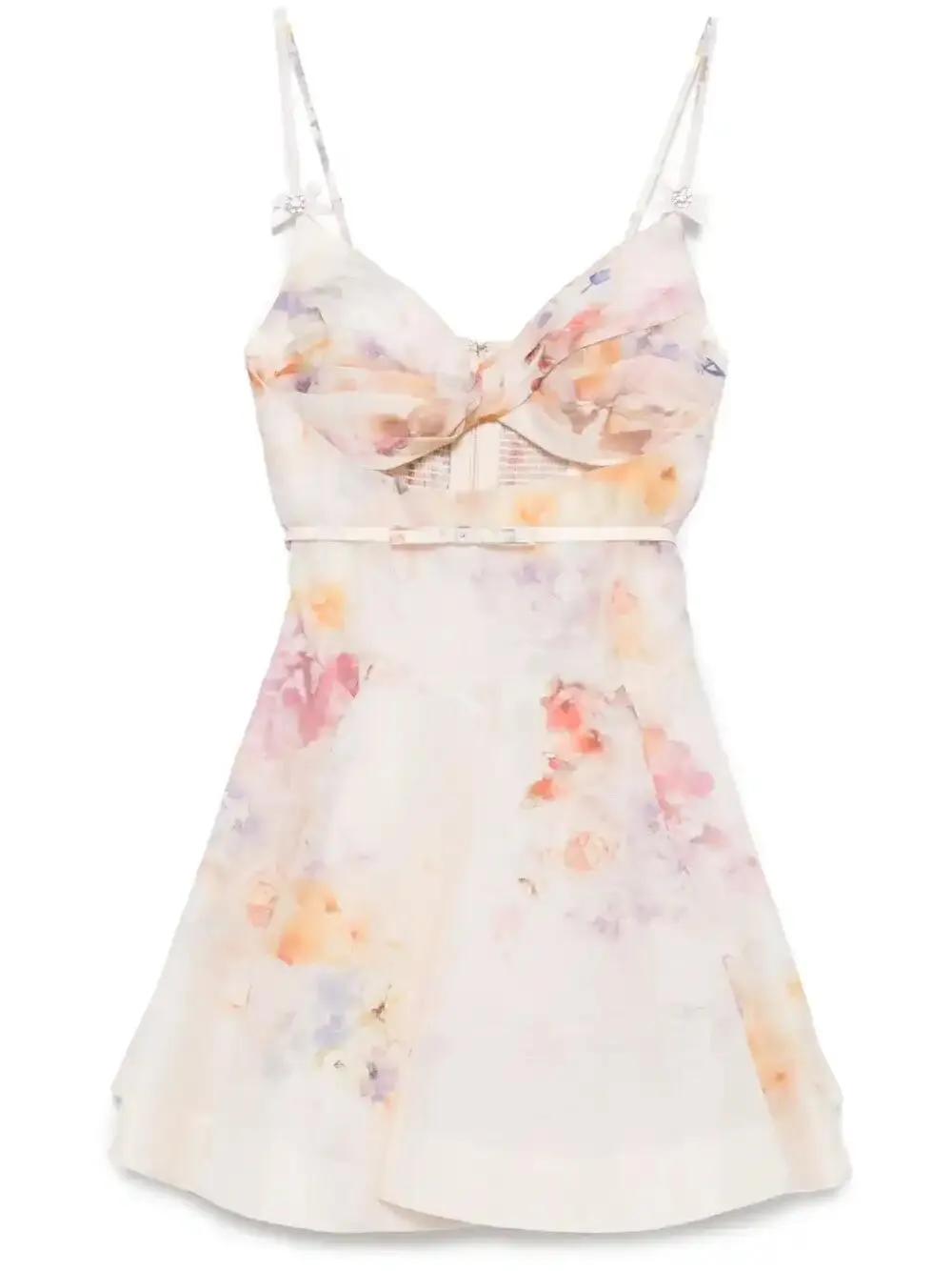 Shop Zimmermann Crush Mini Dress In Neutrals