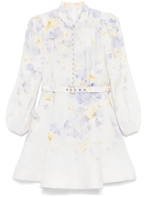 Zimmermann Lucky Lace Plunge Mini Dress - Blue