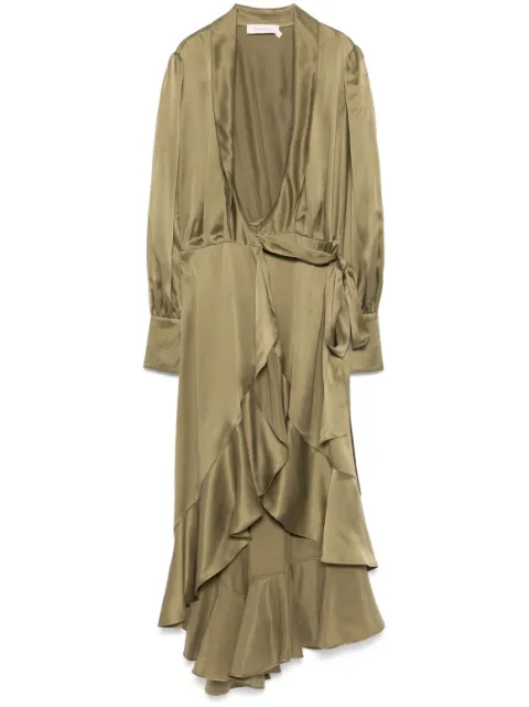 ZIMMERMANN vestido de seda midi con diseño cruzado