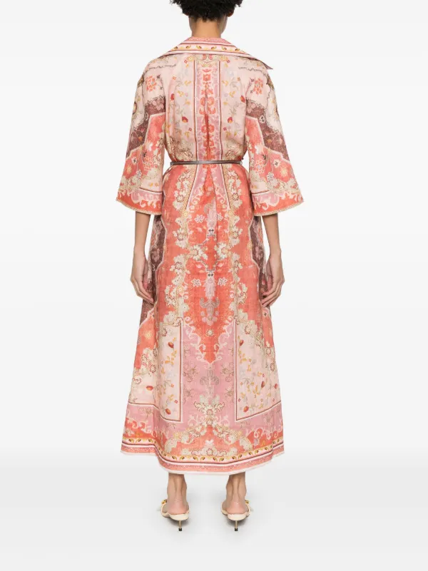 【送料&関税込】Zimmermann Midi Dress wylie ZIMMERMANN Wylie off-the-shoulder belted floral-print linen