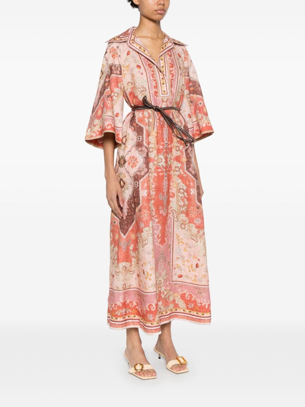 Shop Zimmermann Wylie Midi Dress In Red