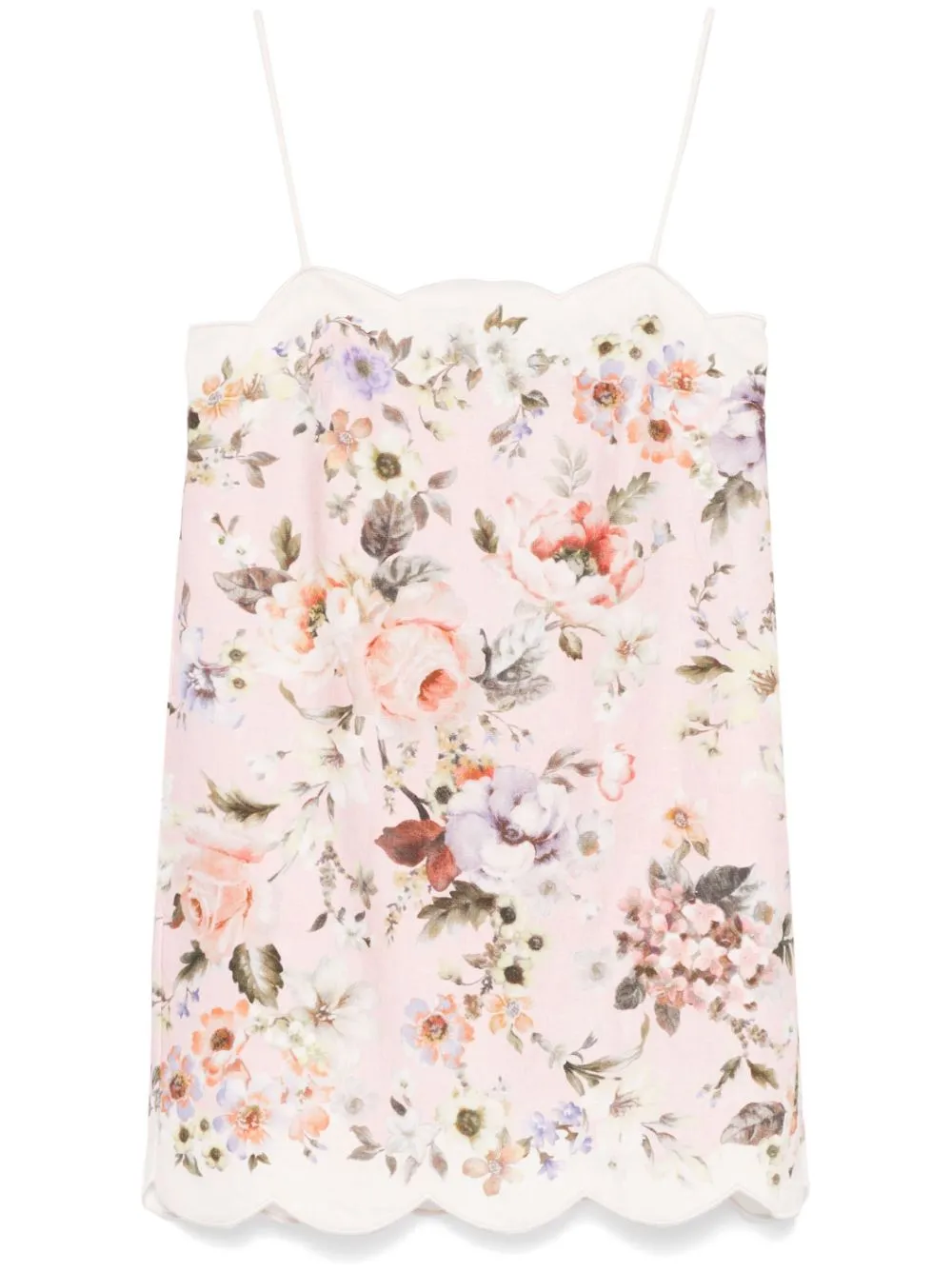 Shop Zimmermann Acacia Scallop Mini Dress In Neutrals