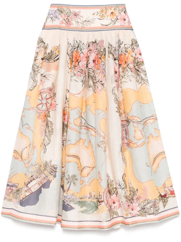 送料関税込■ZIMMERMANN■Tallow プリントリネンマキシスカート ZIMMERMANN Tallow スカート | ニュートラル | FARFETCH JP