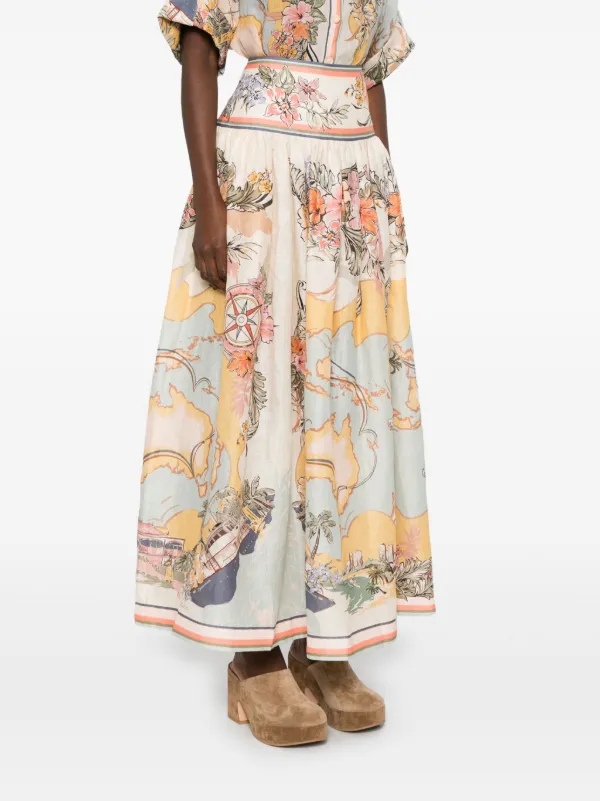 送料関税込■ZIMMERMANN■Tallow プリントリネンマキシスカート ZIMMERMANN Tallow スカート | ニュートラル | FARFETCH JP