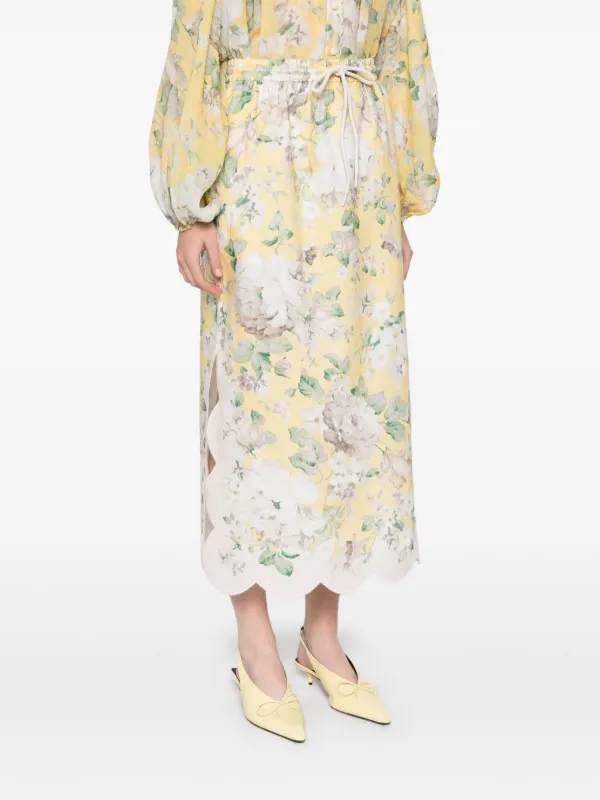 ZIMMERMANN Acacia Scallop Midi Skirt | Neutrals | FARFETCH GE