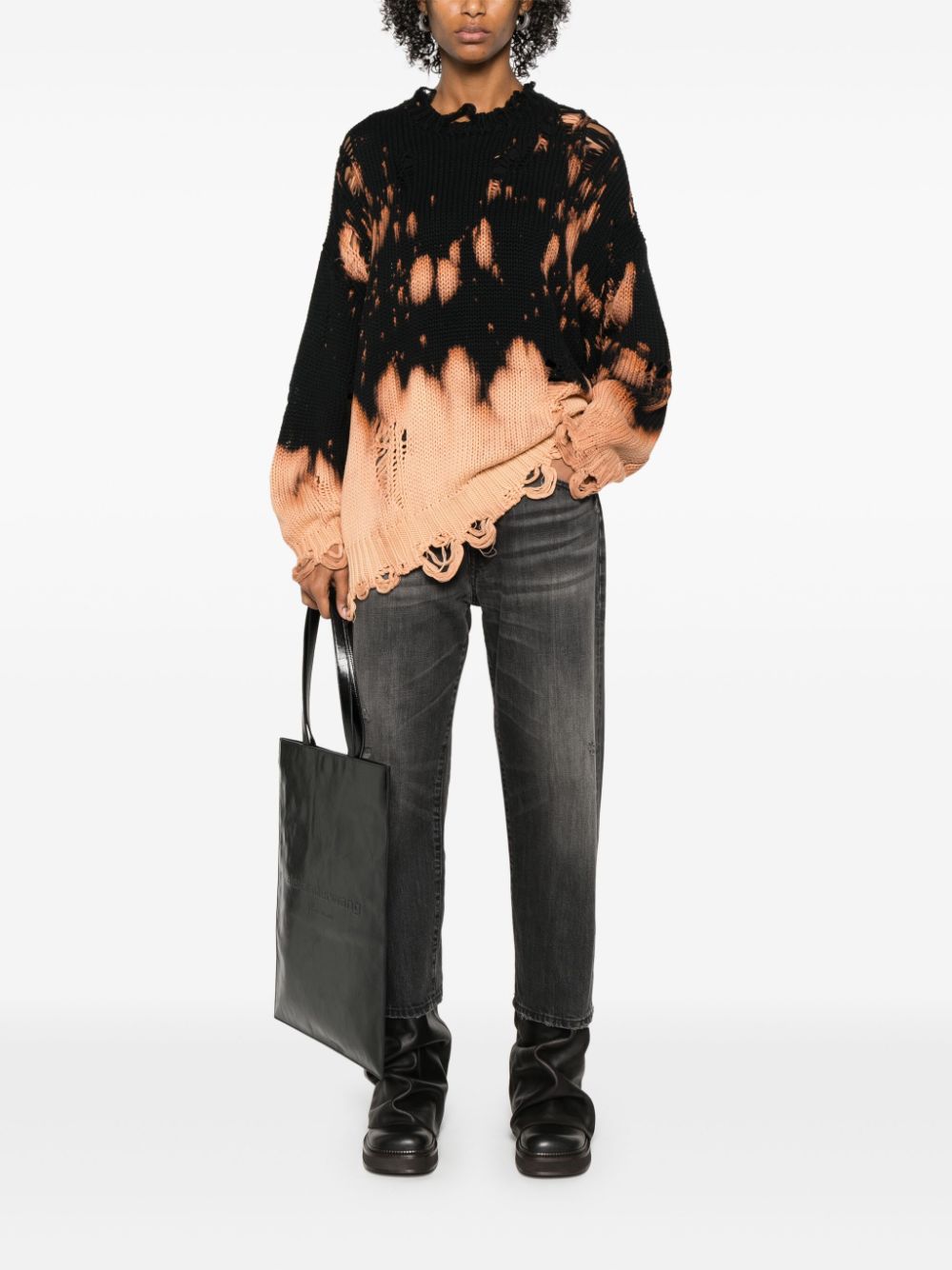 R13 bleached sweater - Zwart