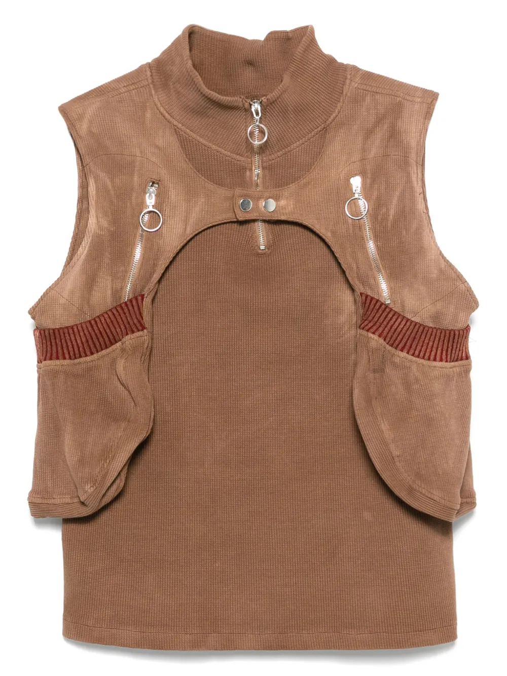 Charlie Constantinou waffle-jersey vest | Brown | Image 1