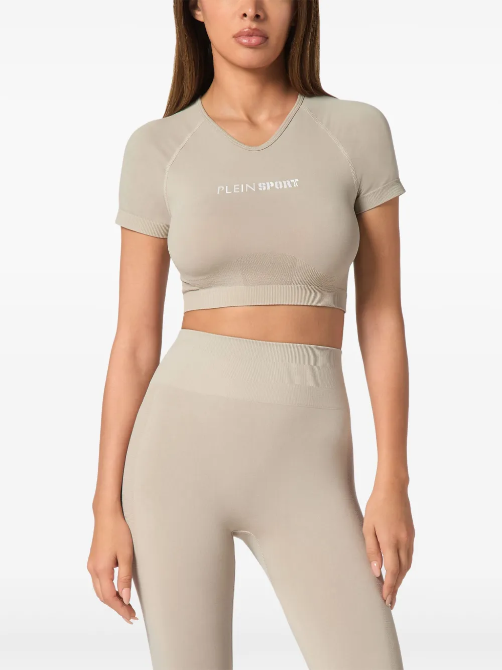 Plein Sport Naadloos cropped T-shirt - Beige