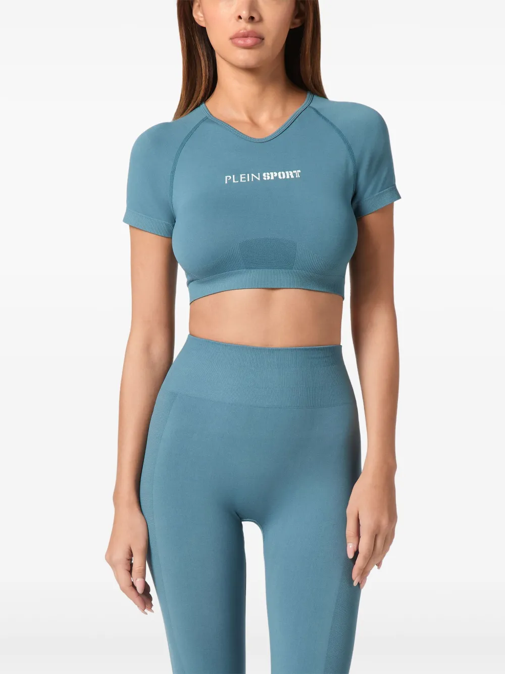 Plein Sport Naadloos cropped T-shirt - Blauw