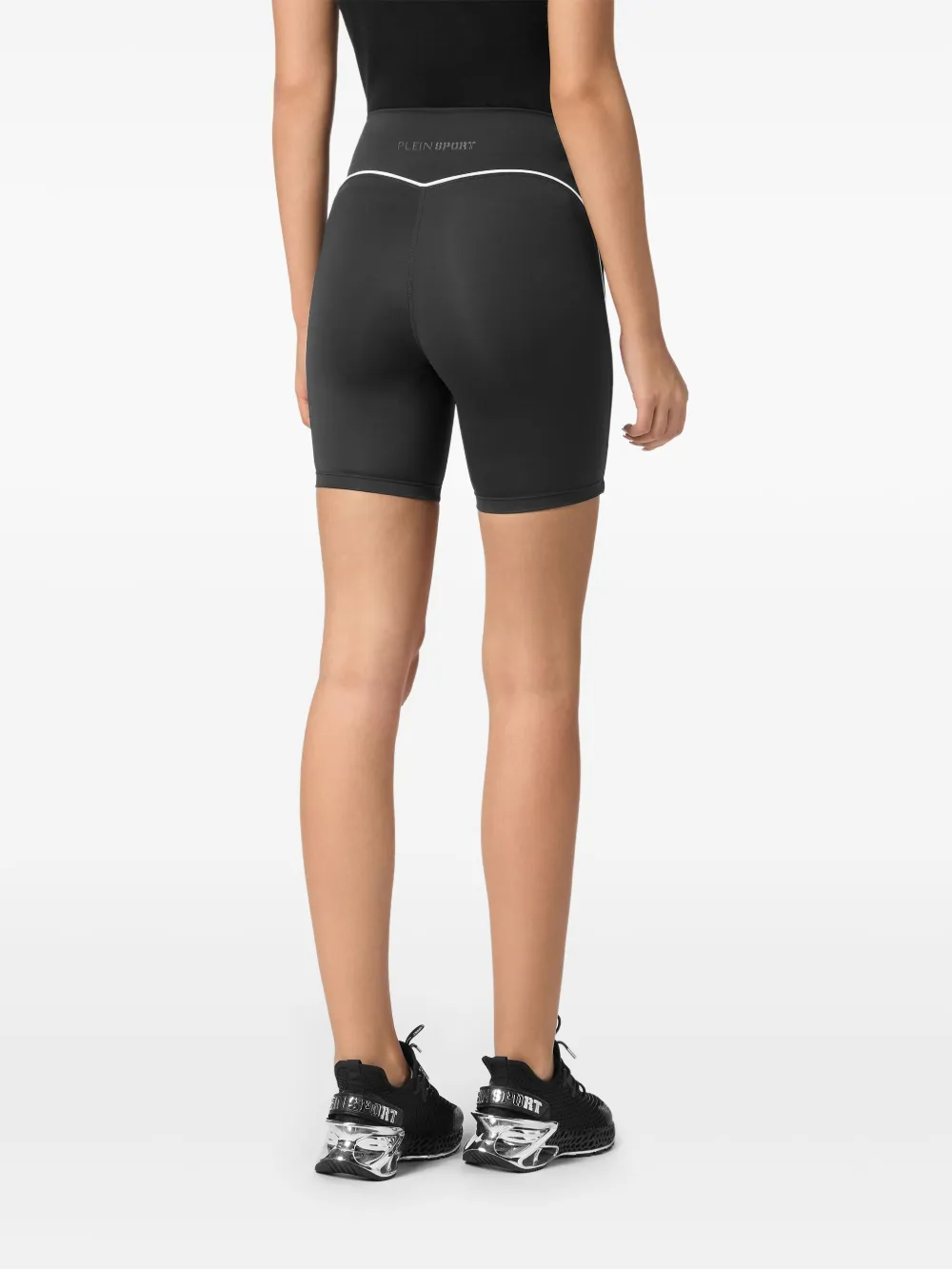 Plein Sport Fietsshorts met afwerking - Zwart