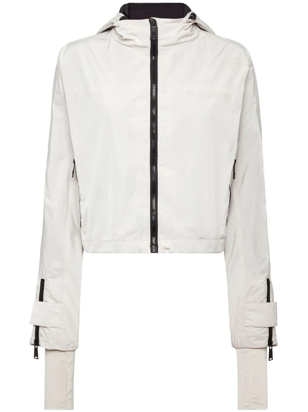 Scratch-print hooded jacket