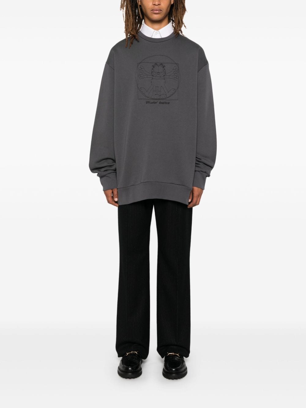 Shop Iceberg Vitruvian Garfield-embroidered Sweatshirt In Grey