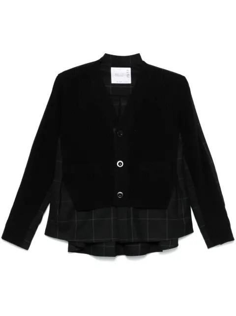 sacai checked cardigan