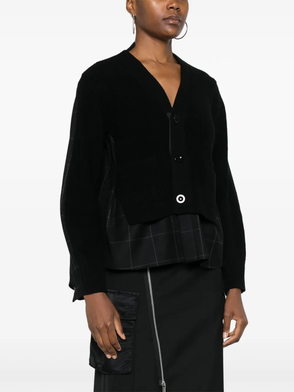 sacai Geruit vest Zwart