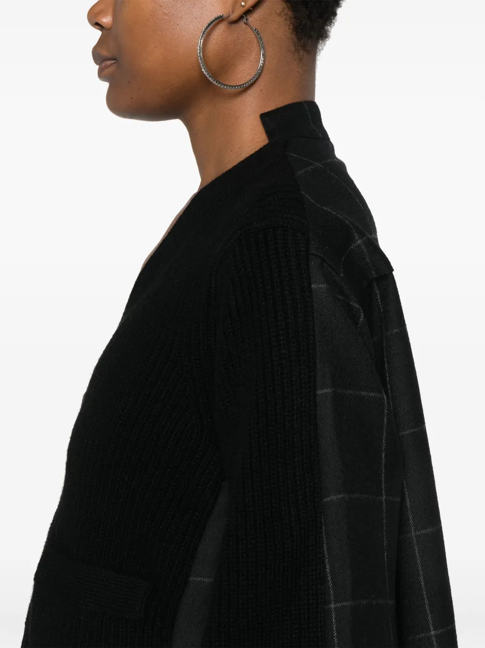 sacai Geruit vest Zwart