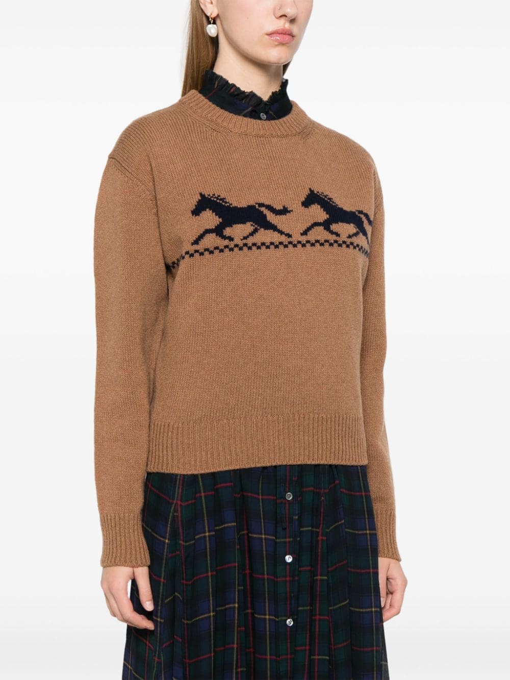 Shop Filson Horse-intarsia Sweater In Brown