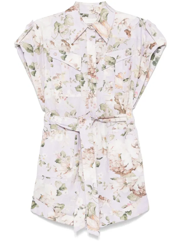 セットアップ ZIMMERMANN ACACIA PRINTED LINEN PLAYSUIT Acacia belted floral-print linen playsuit ZIMMERMANN da