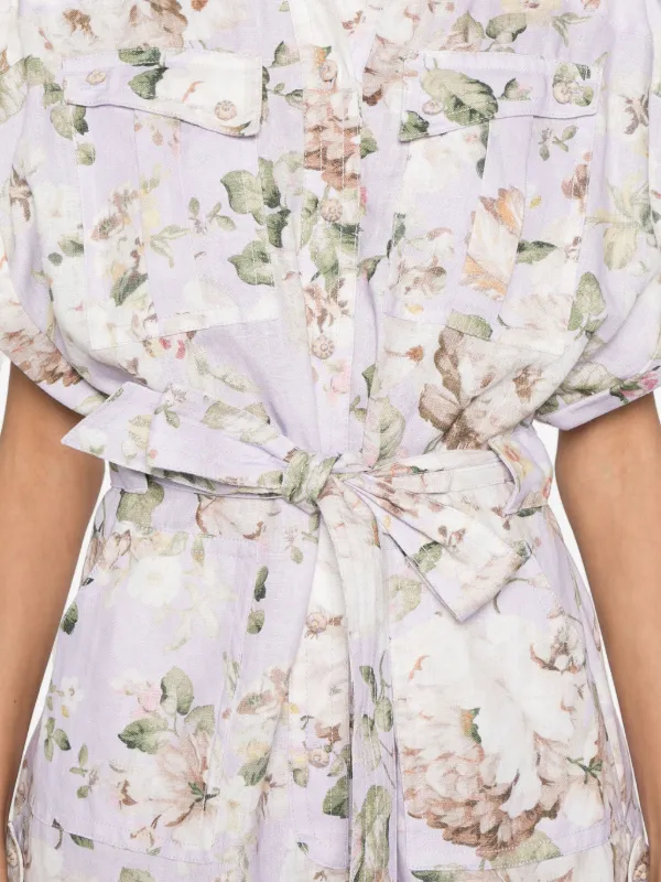 セットアップ ZIMMERMANN ACACIA PRINTED LINEN PLAYSUIT Acacia belted floral-print linen playsuit ZIMMERMANN da