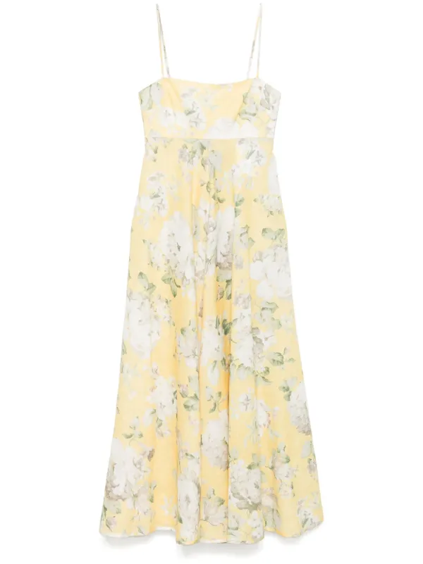 ZIMMERMANN Acacia Midi Dress | Yellow | FARFETCH