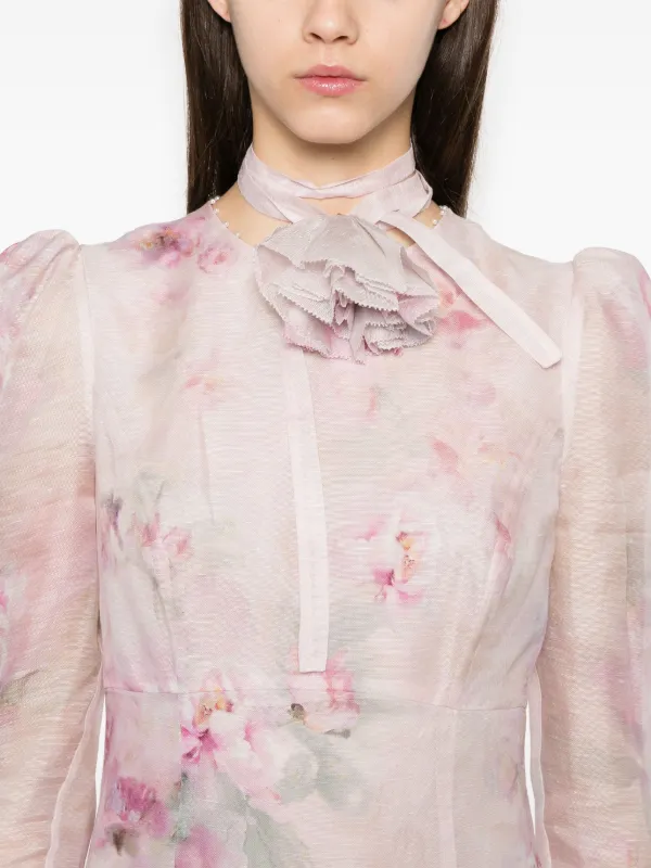 ZIMMERMANN Crush Flower Midi Dress Pink FARFETCH PH
