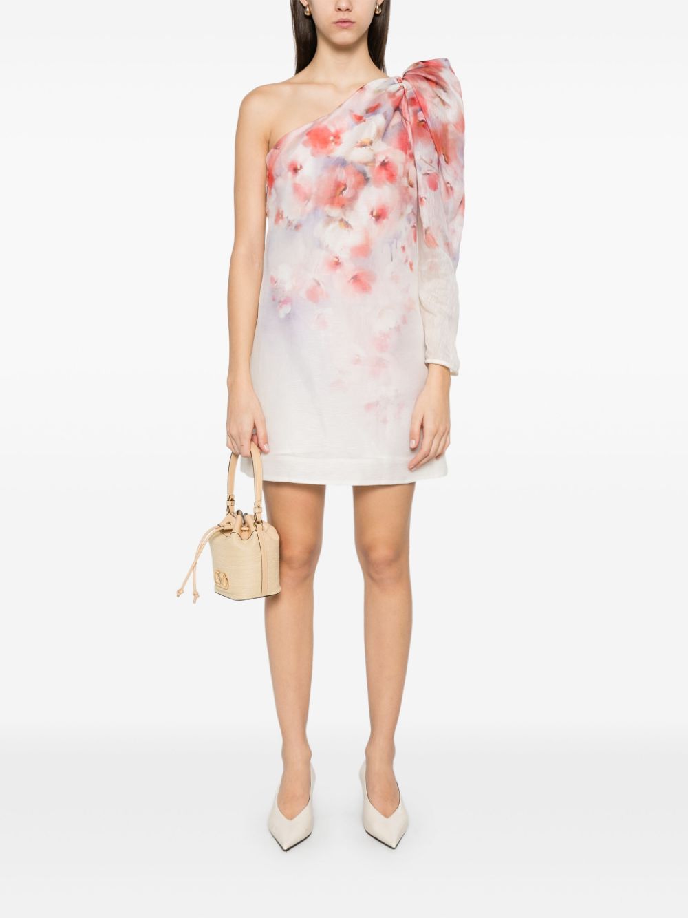 ZIMMERMANN Crush Asymmetrical mini dress - Wit