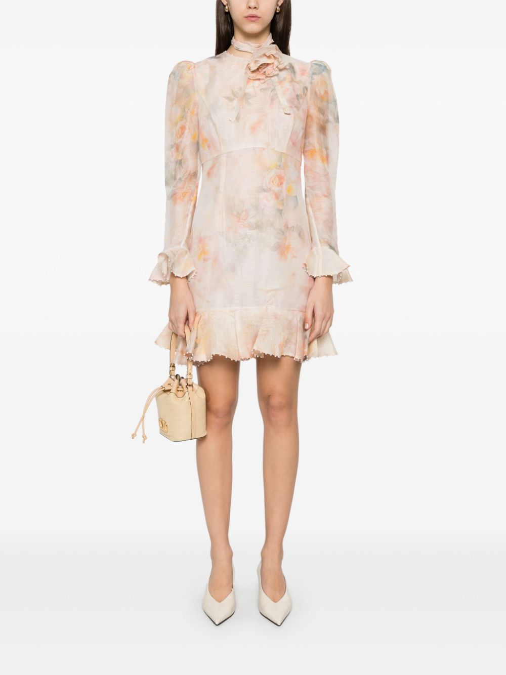 ZIMMERMANN Crush Flower mini dress - Beige