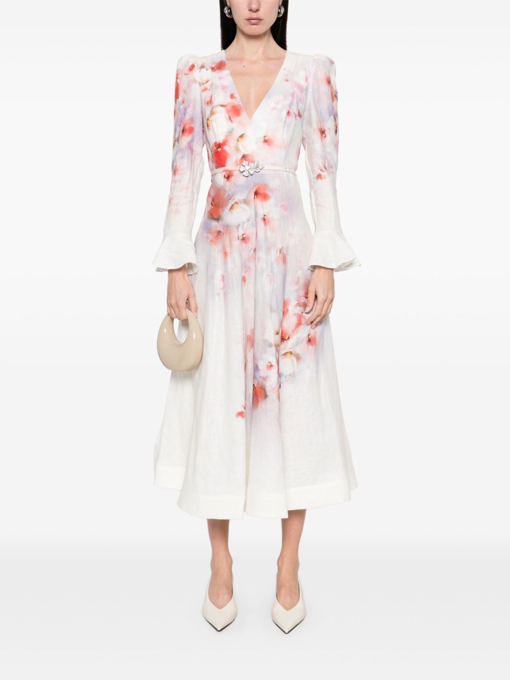 ZIMMERMANN Crush midi-jurk - Wit