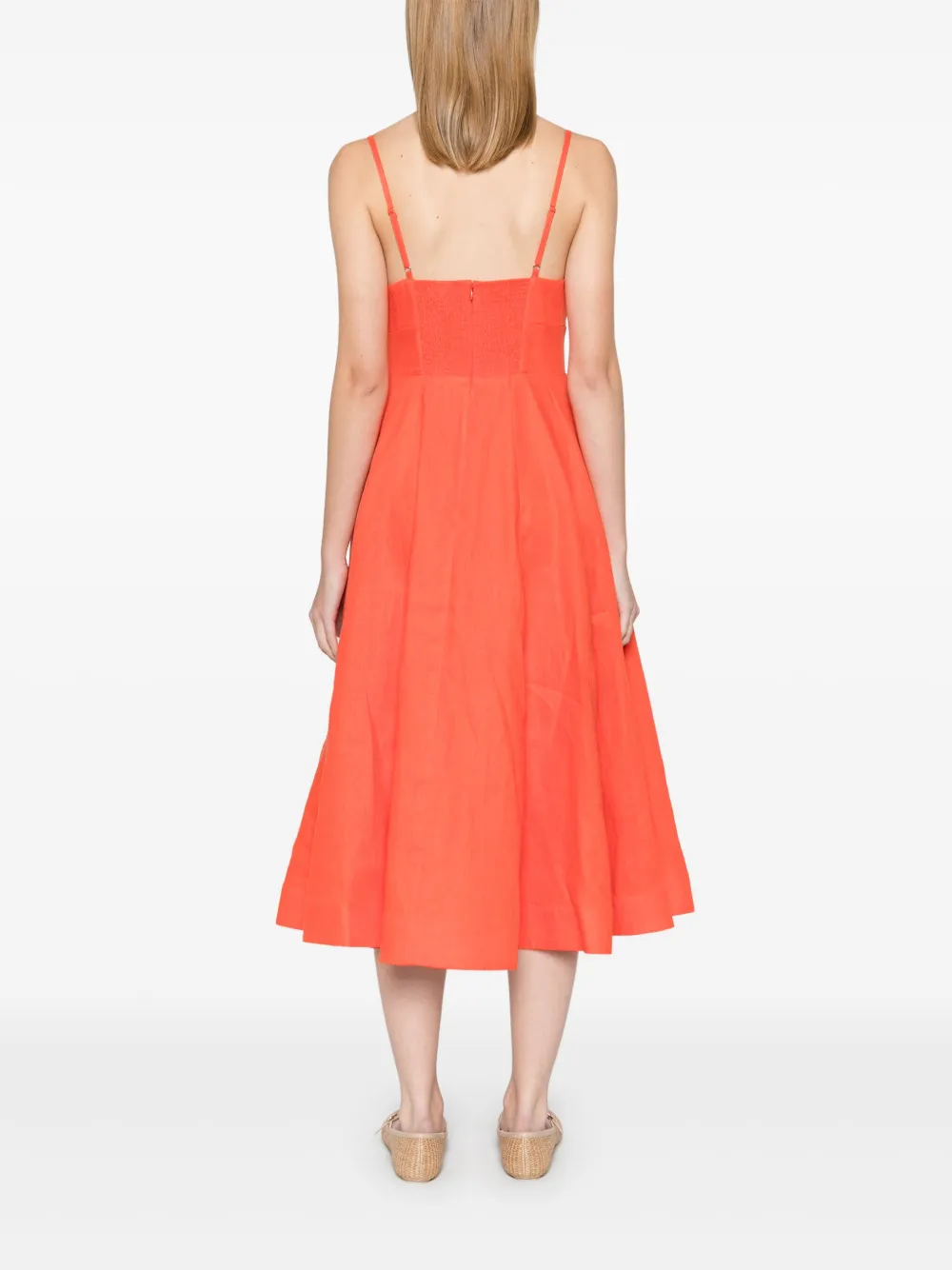 Shop Zimmermann Crush Midi Dress In Orange