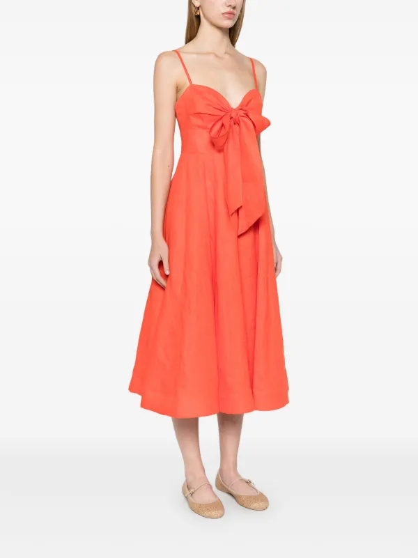 Café Après-midi Orange Saira Midi Dress In Orange Sorbet | Bardot