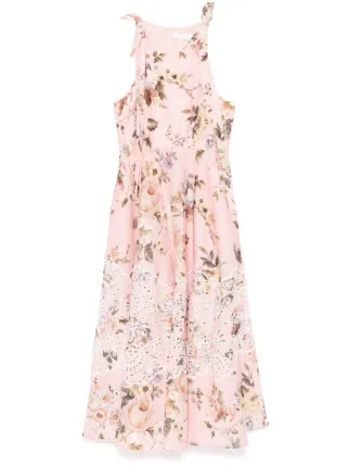knee length dresses for ladies Zimmermann Acacia Scallop Midi Skirt Yellow Floral – blueandcream main image 1