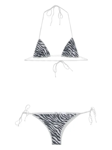 Oséree zebra-print lurex bikini top