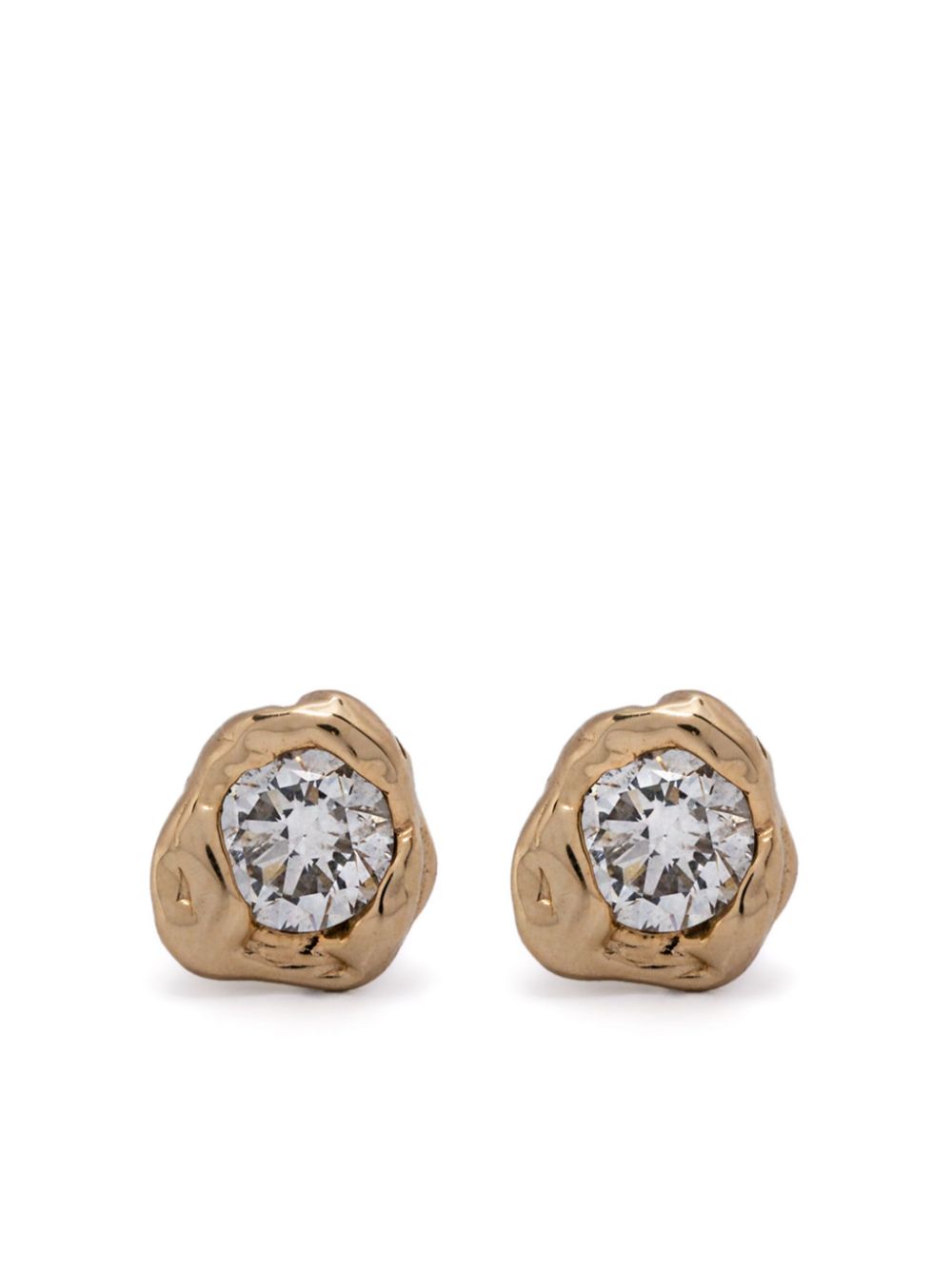 Fie Isolde 14K yellow gold medium Alfa diamond earrings