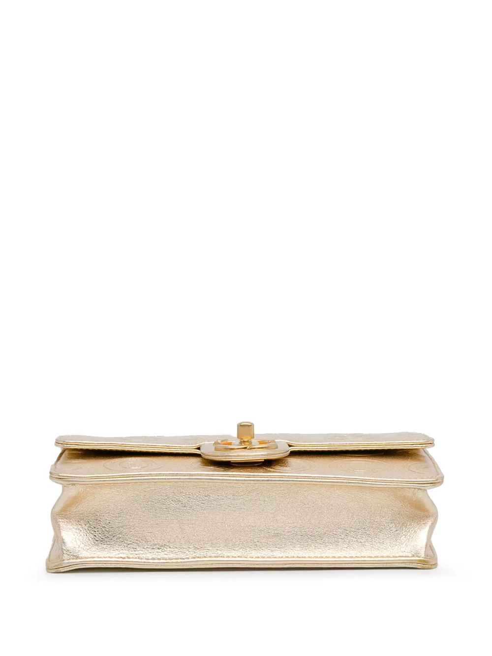 CHANEL PreOwned Bolsa Crossbody Metallic Calfskin Embossed Circle C