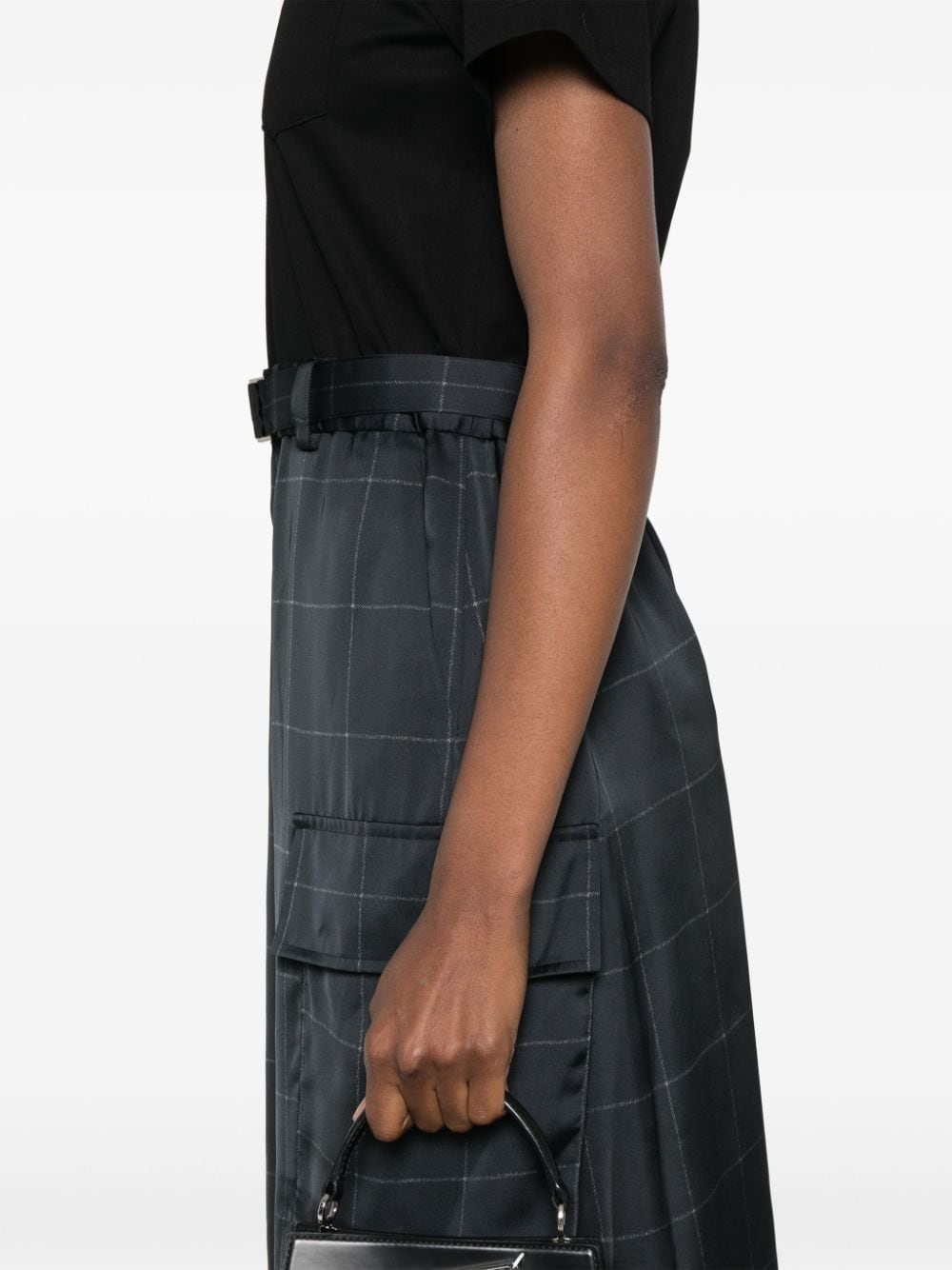 Shop Sacai Panelled Maxi Skirt In Black