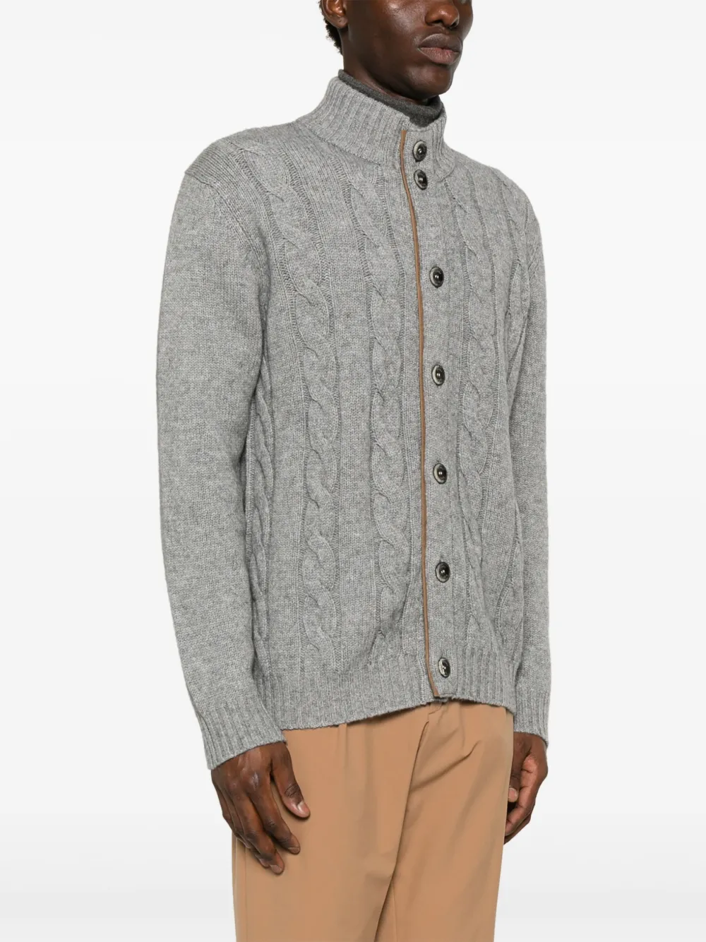 Herno Kabelgebreid vest Grijs