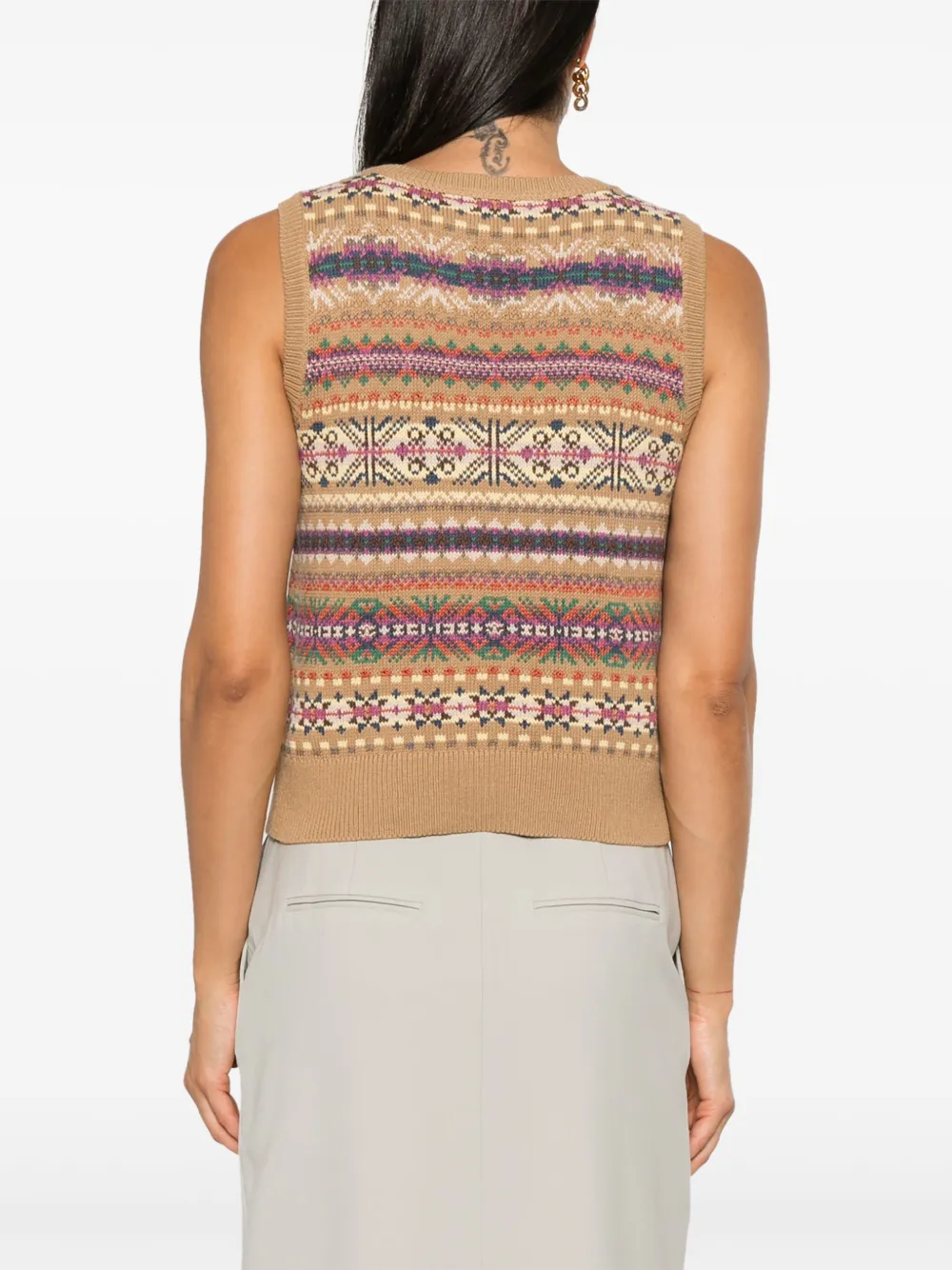 Ralph Lauren Patterned-jacquard Vest In Brown