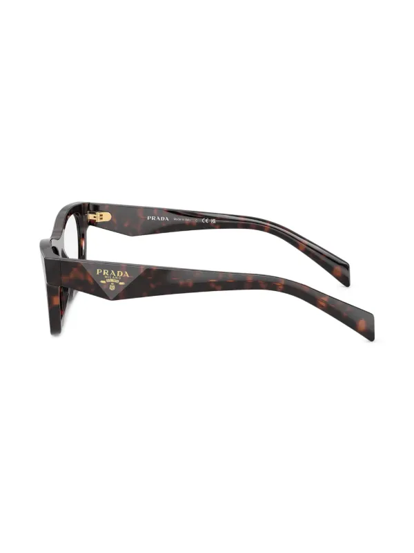 Prada Eyewear rectangle-frame Glasses | Brown | FARFETCH