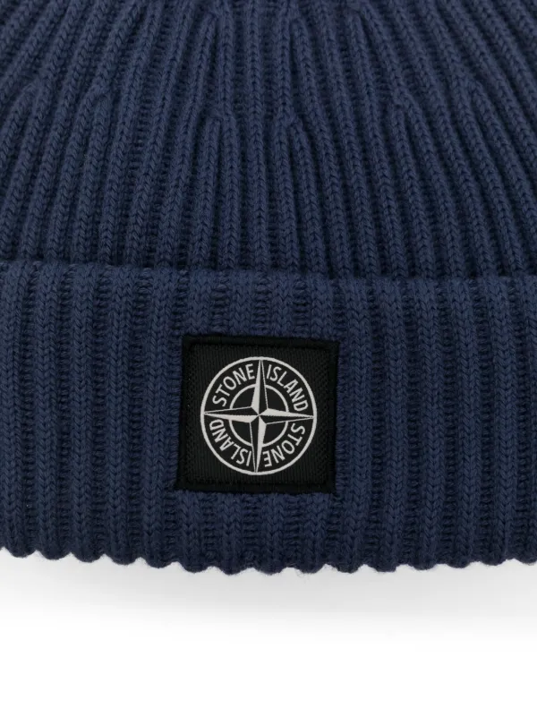 【 開梱 設置?無料 】 Compass-patch Island Stone Beanie FARFETCH | Blue | 帽子