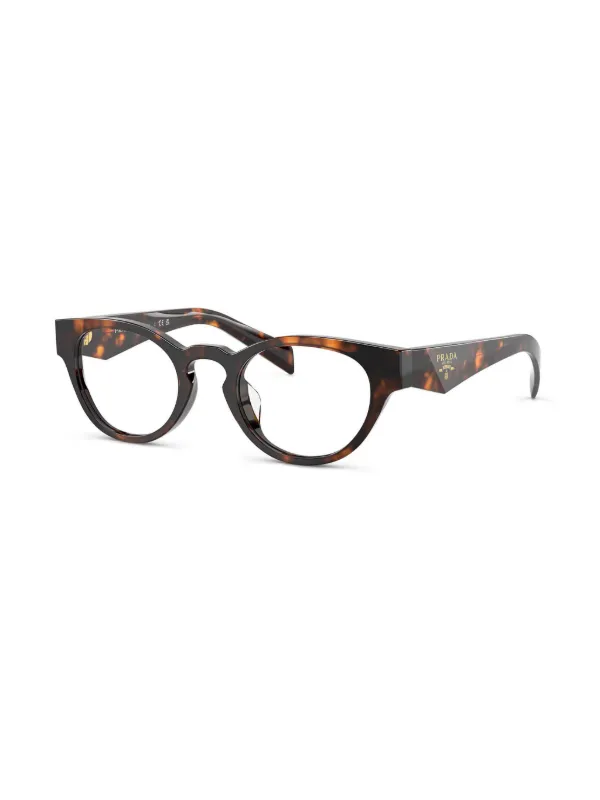 PRADA トータスシェル ラウンドメガネ Prada Eyewear ラウンド眼鏡フレーム | ブラウン | FARFETCH JP