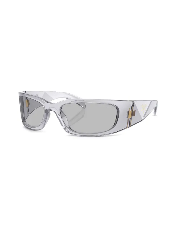 PRADA ✩*॰¨̮ Prada Eyewear Óculos De Sol Retangular Transparente | Cinza