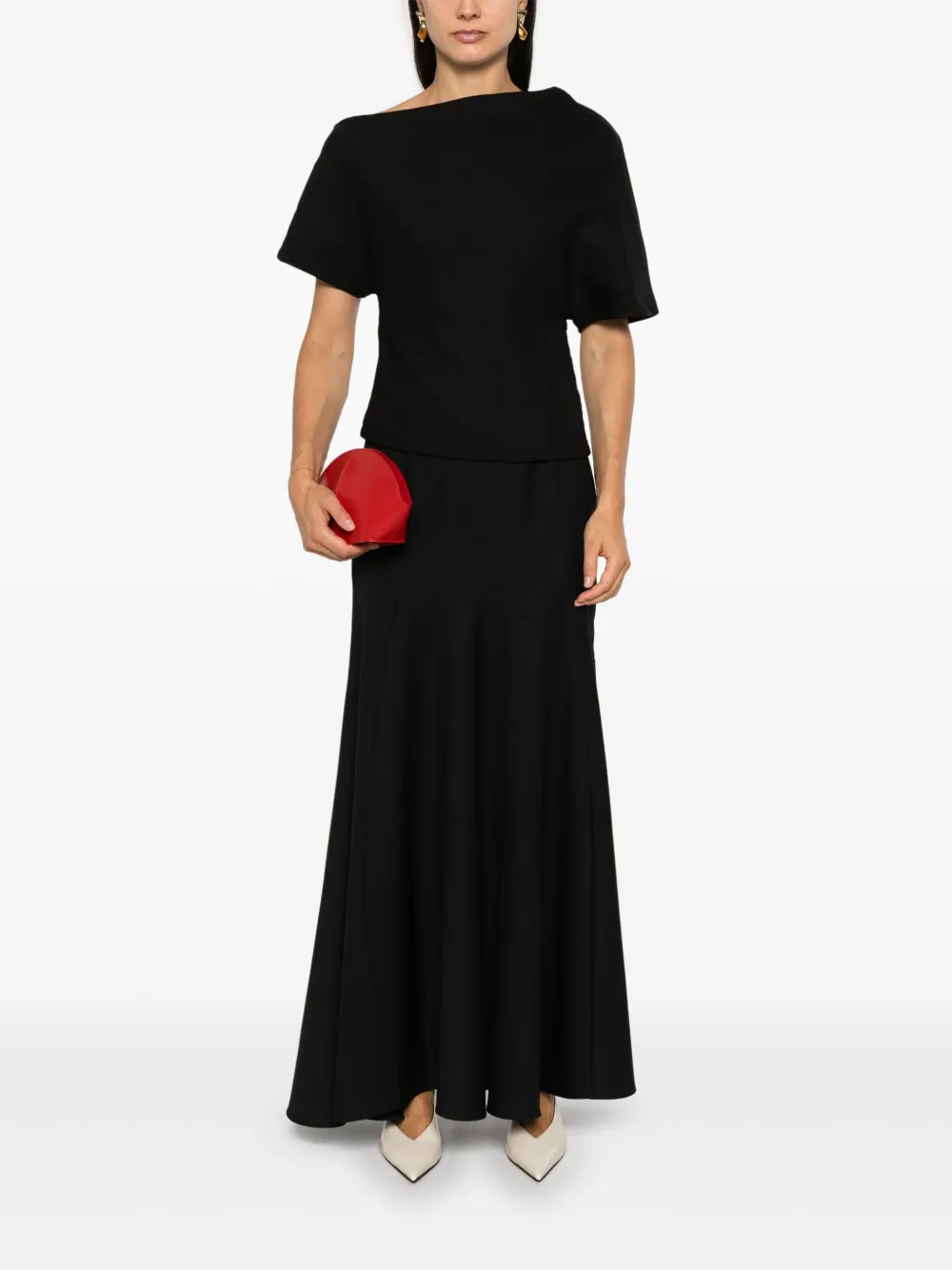 Róhe asymmetric-neck blouse - Zwart