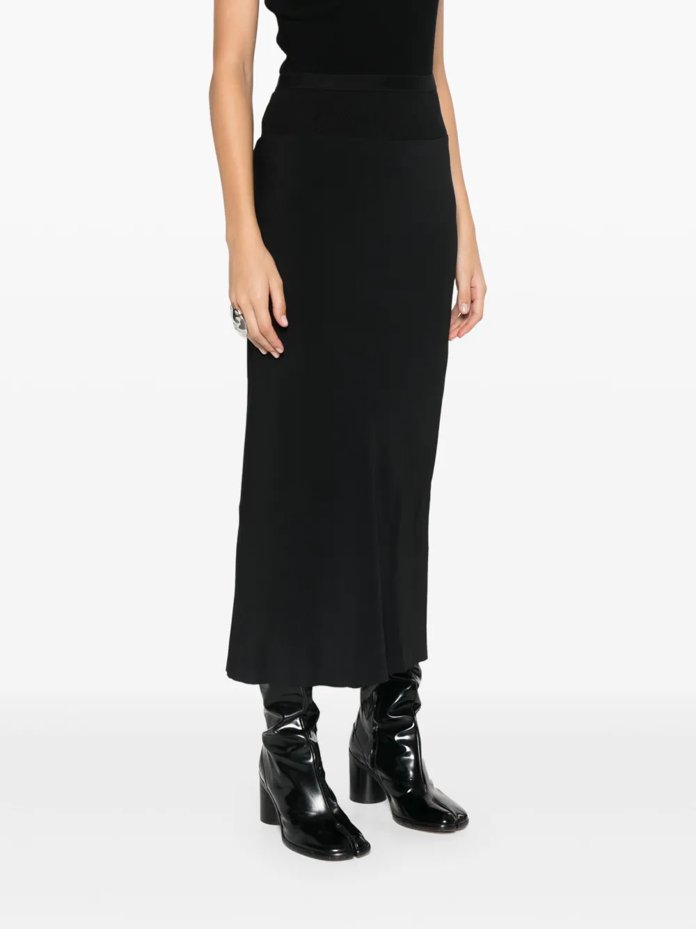 Rick Owens Calf Bias Midi Skirt | Black | FARFETCH Rick Owens Calf Bias Midi Skirt | Black | FARFETCH