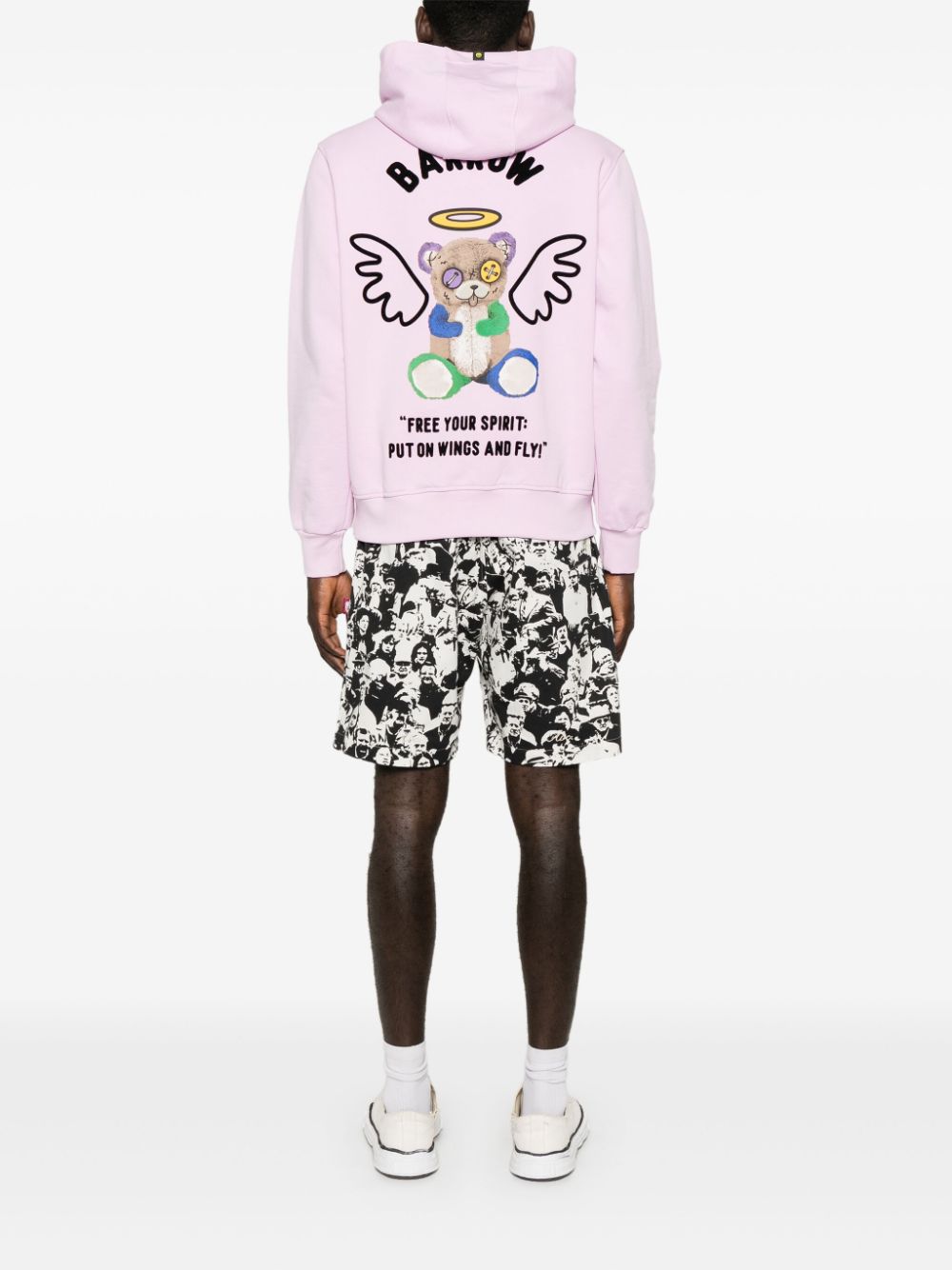 Shop Barrow Graphic-print Hoodie In Pink