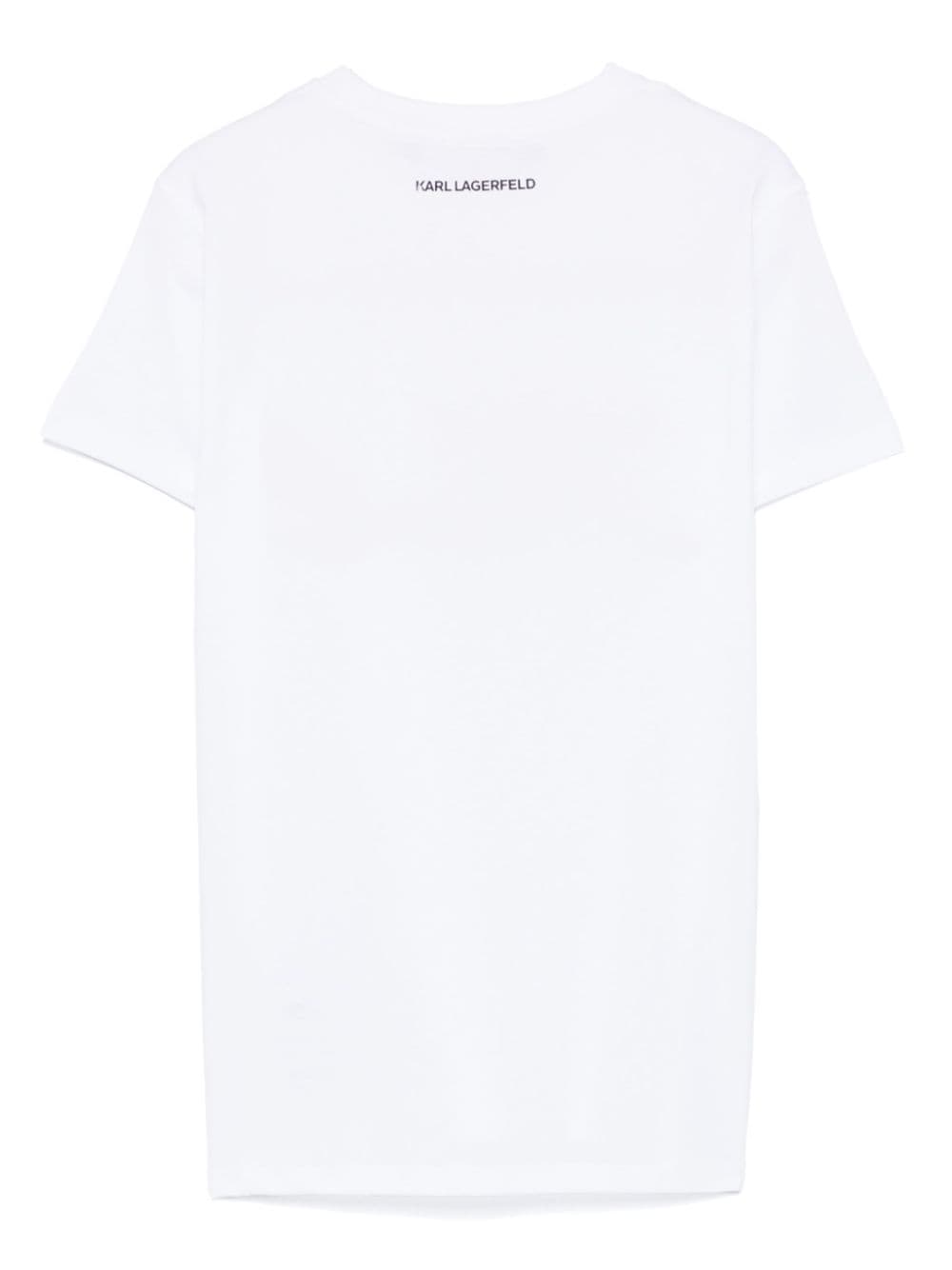 Shop Karl Lagerfeld Embroidered-logo T-shirt In White