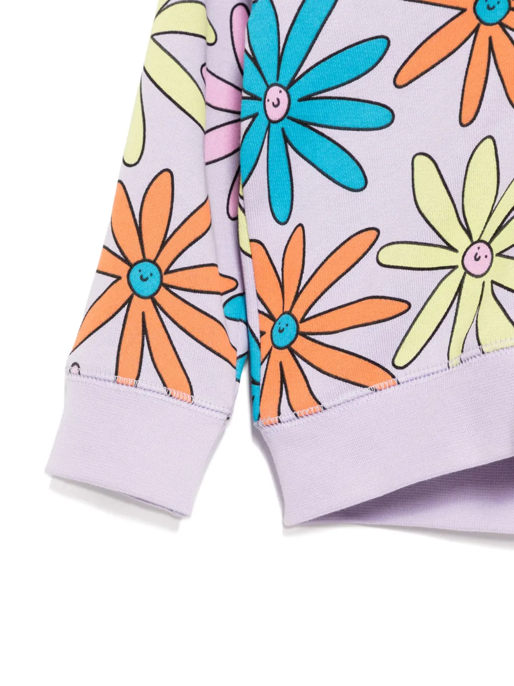 Stella McCartney Kids Katoenen jack met bloemenprint en capuchon Paars